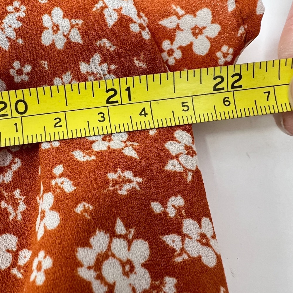 Papermoon Rust Orange Floral V-Neck Flutter Sleeve Blouse - Picture 6 of 9